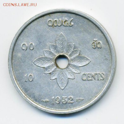 Королевство Лаос 10 сантимов 1952 г. - Лаос_10сантимов-1952_Р