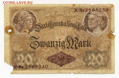 Германия кредитка 20 марок 1914 г. - Германия_кредитка-20марок-1914_лицо