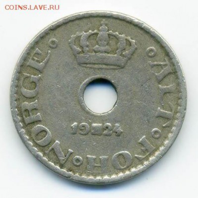 Норвегия 10 эре 1924 г. - Норвегия_10эре-1924_А