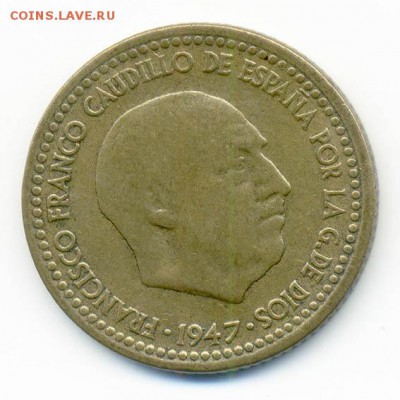 Испания 1 песета 1947 г. - Испания_1песета-1947_А