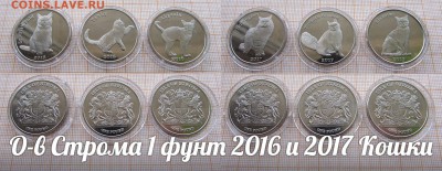 О-в Строма 1 фунт 2016, 2017 Кошки 6шт. До 27.04. в 22:00 - ф