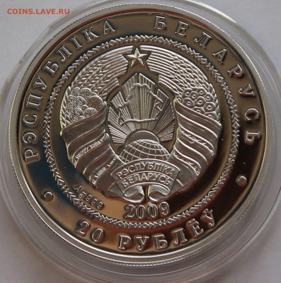 Беларусь 20 рублей  2009. Белки. Серебро,999, вес - 31,1 гр - 7