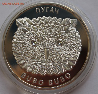Беларусь 20 рублей  2009. Филин. Серебро,999, вес - 31,1 гр - 3