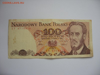 100 злотых Польша 1986. Старт 10 рублей. - 100 злотых Польша 1986 - 1.JPG