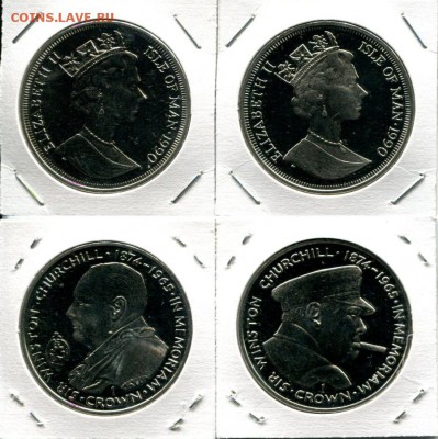 О.Мэн набор 1Кр 2шт. 1990 У.Черчилль до 29.04.18 22-00 мск - IoM 1990 set2 Churchill
