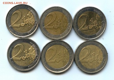 номинал! биметалл монеты 2 Евро Юбилейные и регулярные 6 шт. - doc11689220180426120223-001