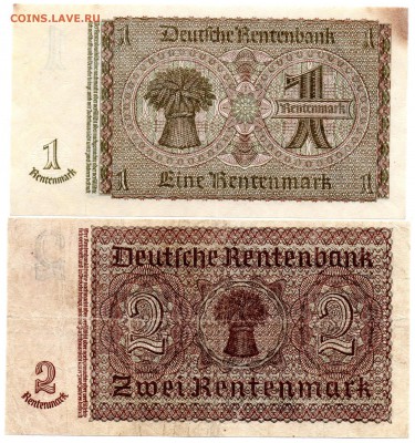 Германия 1, 2 рентмарки 1937 - 270