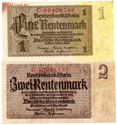 Германия 1, 2 рентмарки 1937 - 269