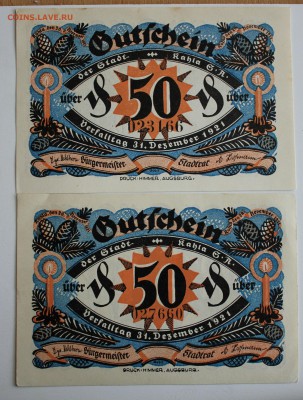 С РУБ. ГЕРМАНСКИЕ НОТГЕЛЬДЫ 50 пфеннигов 1921г. 2шт. до 6.05 - IMG_2405.JPG