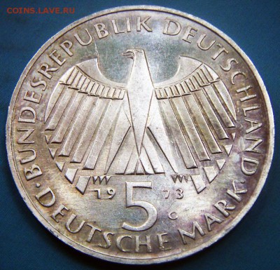 5 марок 1973г. (Юбилей парламента) до 10.05.18 21:00мск - ФРГ 5 марок-1
