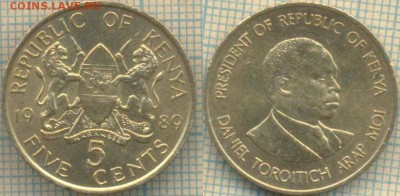 Кения 5 цент 1989 г., до 12.05.0018 г. 22.00 по Москве - Кения 5 центов  1989  801