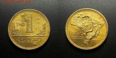 МОНЕТЫ МИРА 555 - Бразилия – 1 крузейро (1945) алюм.-бронза (аUNC) №5