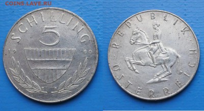 Австрия 5 шиллингов 1960г до 13.05. 22-00 мск - N4mU26U4Ta8