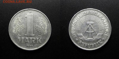 МОНЕТЫ МИРА 555 - ГДР – 1 марка (1977 А) алюм.