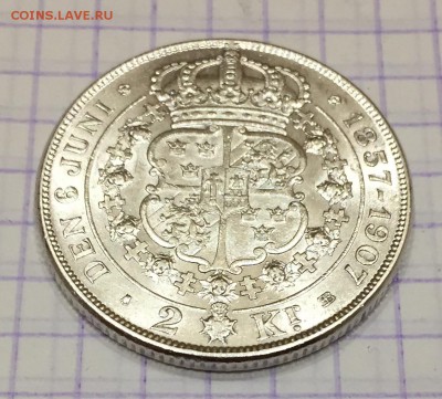 2 кроны, 1907 год. «Золотая Свадьба». Швеция - 882F6D29-3B22-47AD-971A-0E57E3B7A813