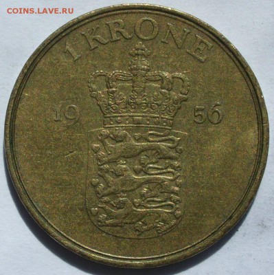 1 крона Дания 1956. Старт 10 руб. - 1 крона Дания 1956 - 1
