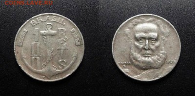 МОНЕТЫ МИРА 555 - Бразилия – 100 рейс (1937) «Якорь; Адмирал М. Тамандаре» №9