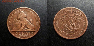 МОНЕТЫ МИРА 555 - Бельгия – 2 сантима (1902)