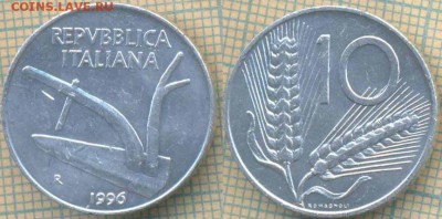 Италия 10 лир 1996 г. , до 17.05.0018 г. 22.00 по Москве - Италия 10 лир 1996 930