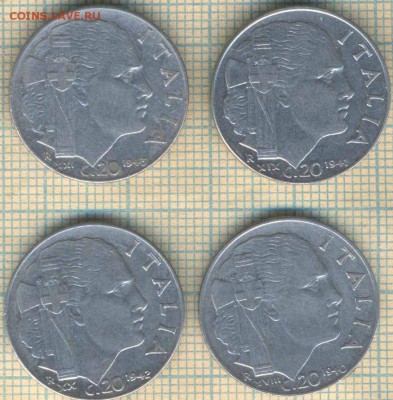 Италия 20 с 1940-43 г. , до 17.05.0018 г. 22.00 по Москве - Италия 20с 4 м а 944