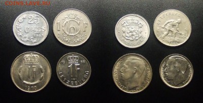 МОНЕТЫ МИРА 555 - Люксембург - набор №17 (25с. + 1 фр. + 1 фр. + 1 фр.)
