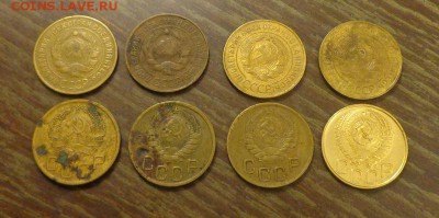 3 копейки 1930-53 восемь штук до 20.05, 22.00 - 3 копейки разнобой плохонькие 8 шт._2