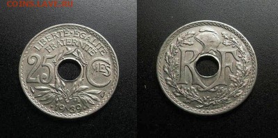 МОНЕТЫ МИРА 555 - Франция – 25 сантимов (1939) (XF) №1-3