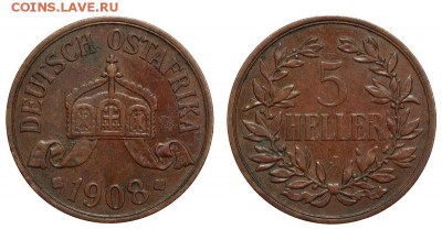 5 хеллеров 1908 г. - Германская Восточная Африка - 5 гелл