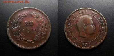 МОНЕТЫ МИРА 555 - Португалия – 20 рейс (1891) бронза №1