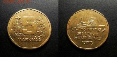 МОНЕТЫ МИРА 555 - Финляндия – 5 марок (1973) «Ледокол» (тип №1) №4