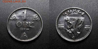 МОНЕТЫ МИРА 555 - Норвегия – 1 эре (1944) железо
