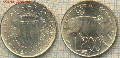 Сан-Марино 200 лир 1981 г., до 24.05.0018 г. 22.00 по Москве - Сан Марино 200 лир 1981  1006