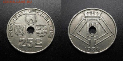 МОНЕТЫ МИРА 555 - Бельгия – 25 сантимов (1939) №1-3