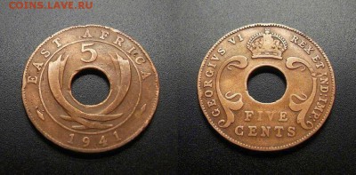 МОНЕТЫ МИРА 555 - Брит. Восточная Африка – 5 центов (1941)