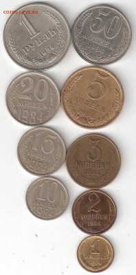Погодовка СССР-1984: 1р,50к,20к,15к,10к,5к,3к,2к,1к - 1984-vse 9 monet P