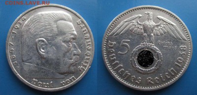 С 1р Третий рейх 5 марок 1938г Штутгарт до 24.05.22-00 мск - HqTlVGFujUE