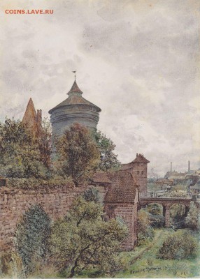 Транспортные нотгельды Нюрнберга-Фюрта. Краткий обзор. - Башня на акварелиРудольфа фон Альта, 1856г.