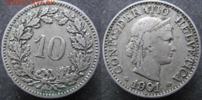 Швейцария 10 раппен 1901  до 26-05-18 в 22:00 - Швейцария 10 раппен 1901   508н