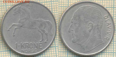 Норвегия 1 крона 1961 г, до 28.05.0018 г. 22.00 по Москве - Норвегия 1 крона 1961  992