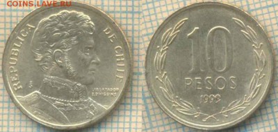 Чили 10 песо 1999 г., до 28.05.0018 г. 22.00 по Москве - Чили 10 песо 1999  988