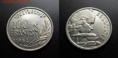 МОНЕТЫ МИРА 555 - Франция – 100 франков (1954) №1-3