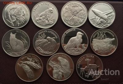 жетоны с животными и Армения 100 драм 1998 Чайка 1997 Выдра - zhetony_30_let_fondu_dikoj_prirody_wwf_krona_shajba_raznye_10_shtuk