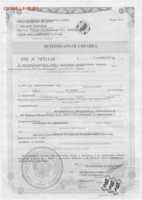 Ветеринарная справка до 29.05.18 г. в 23.00 - 001
