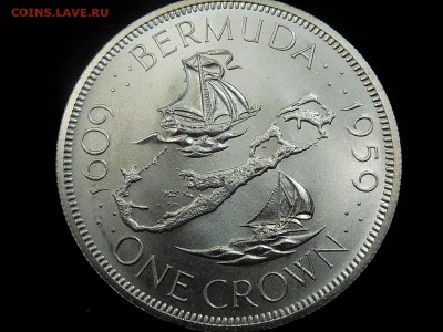 Бермуды, Британская колония 1 крона 1959 UNC - Бермуды реверс.JPG