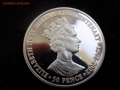 о-в Св. Елены 50 пенсов 2002 г. Парусник Кук - 4 (2).JPG