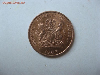 Нигерия 1 кобо 1987 года на оценку - 4