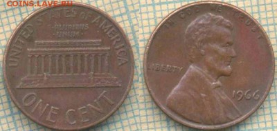 США 1 цент 1966 г.,до03.06.2018 г. 22.00 по Москве - США 1 цент 1966  1124