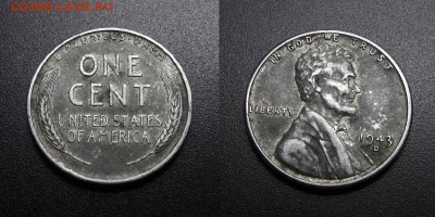 МОНЕТЫ МИРА 555 - США – 1 цент (1943 D) цинк покр. сталью (военный выпуск) №1-3