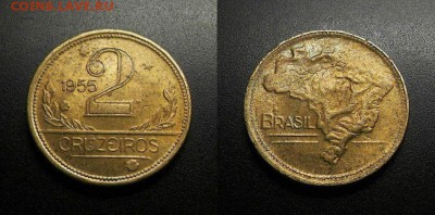 МОНЕТЫ МИРА 555 - Бразилия – 2 крузейро (1955) алюм.-бронза (XF) №7