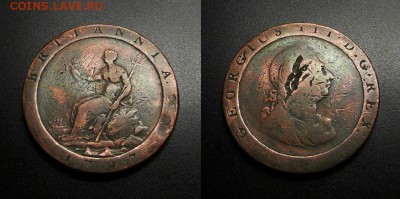 МОНЕТЫ МИРА 555 - Великобритания – 1 пенни (1797) «Георг III» («колесо») №1-3